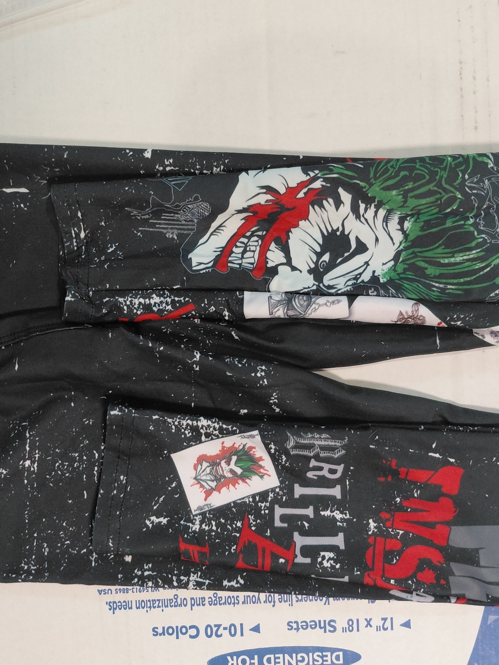 Twisted Kids Black Leggings with Red and Green Joker Graphic